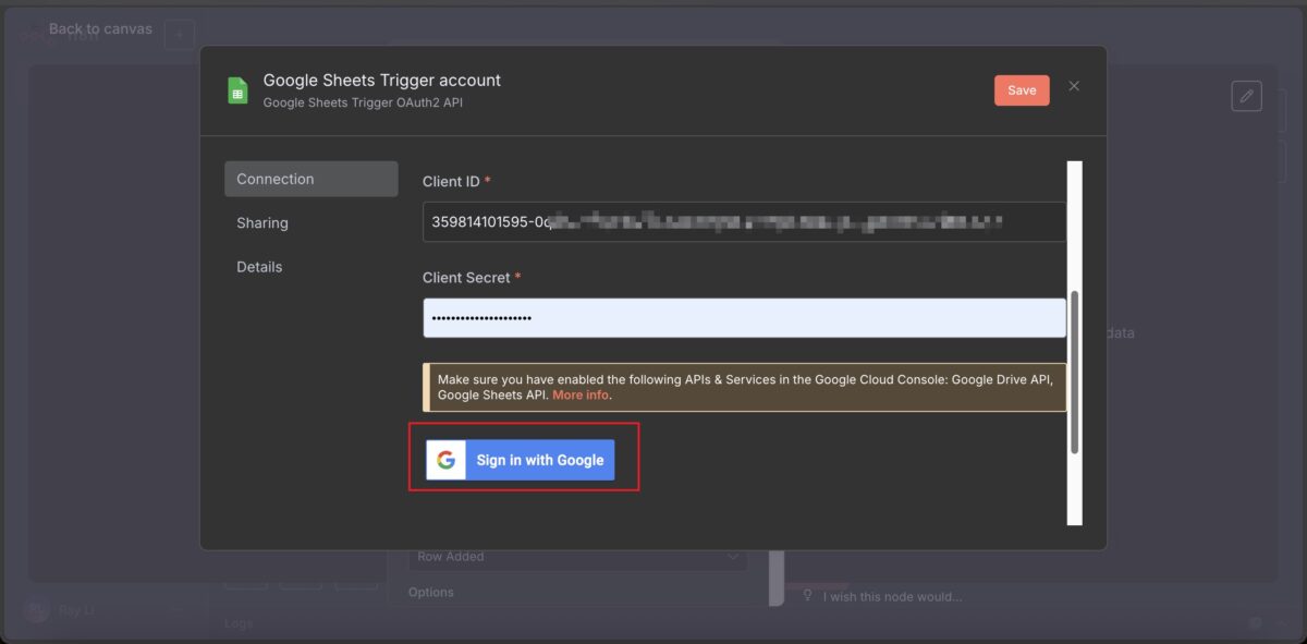 n8n教學連結Google帳戶
